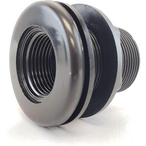 LIFEGARD Aquatics Double Threaded Bulkhead Kit for Fish Aquariums High-Impact Resistant PVC Includes Bulkhead Fitting, Gasket, Lock Nut Jet Black 1 Inch 2 Pack