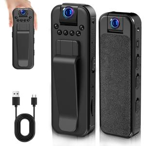 Hidden Body Camera HD 1080P Mini Body Cam with Night Vision Wearable Camcorder with 180 Rotatable Lens and Sturdy Clips Small Video Recorder for Security, Indoor, Outdoor