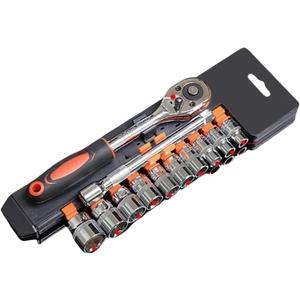 12 In 1 Combination Set Vanadium Steel Torque Ratchet Wrench Set 1/4 "3/8" 1/2" Vehicle Cycle Socket Wrench Kit (3-8inch 12pc Set)