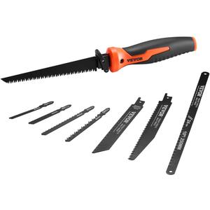 VEVOR Keyhole Saw, 6 in, Soft Grip Handle, 8-in-1 Multi-Blades Drywall, Triple Ground Teeth, for Cutting Drywall Wood Metel Plastic Plywood Wallboard Thin Sheet
