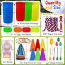 LINAYE Field Day Games Outdoor Activities, Carnival Lawn Yard Picnic Family Reunion Games Tug of War Rope Sack Race Bags for Adults and Kids Ring Toss Egg and Spoon 3 Legged Race for Birthday Party