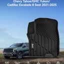 3W Floor Mats & Cargo Liner & Seat Back Mats for 2021-2026 Only 8 Seats Chevrolet Chevy Tahoe/GMC Yukon(Not Fit Yukon XL or Tahoe LS)/Cadillac Escalade(Not Fit Escalade ESV),All Weather Car Mats