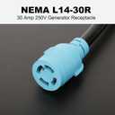 CircleCord NEMA L5-30P to L14-30R Adapter Cord, 4 to 3 Prong Generator Transfer Switch Adapter, 30 Amp Generator Twist Lock 3 to 4 Prong House Inlet Box, STW 10 AWG Blue