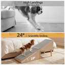 Dog Ramp for Bed, Wooden 23.62'' H Dog Stairs for Small/Medium-Sized Dogs and All Cats, Washable Non-Slip Silicone Surface pet Ramp, Foldable 2-in-1 Split Ottoman Design