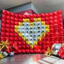 Red and Gold Square Foil Balloon Wall,19 Inches Double Sided Square Balloons Tunnel Arch Kit for Bachelorette,Birthday,Baby Shower,Wedding,Anniversary,Valentines Day Party Decorations