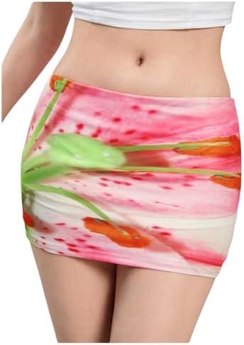 RoseSeek Women's Floral Print Boho Mini Skirt High Waisted Skinny Bodycon Short Skirts M
