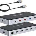 14 in 2 USB C Laptop Docking Station for MacBook Pro Air with Triple Different Display, Dual Monitor 4K@60Hz Multiport Type C Adapter, 2 HDMI & DP, USB C/A Port, PD, Ethernet, SD/TF, Audio/Mic (Grey)