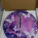 Purple Wall Clock for Girls Bedroom Analog Butterfly Wall Clocks Battery Operated 12 Inch Round Glass Wall Clock Silent