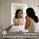 Niccy Led Mirror for Bathroom, 28"x20" Frameless Frontlit and Backlit Mirrors for Wall Lighted Mirror with Bedroom 3 Color, Defogger, Explosion-Proof, HD Glass, IP65 Vanity Horizontal/Vertical, ameless - Front & Backlit, Rectangular, 28"L x 20"W