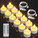 SoulBay Rechargeable Tea Lights with Remote, 12pcs Flameless Flickering LED Candles with Timer & USB Charging Cable, No Battery Needed, for Home Lantern Table Party Holiday Decorations