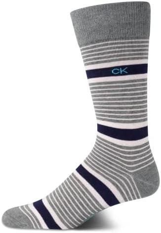 Calvin Klein Mens Dress Socks - 1 Pair Egyptian Cotton Blend with Comfort Stay-Up Cuff - Soft, Breathable & Smooth Crew Socks 7-12