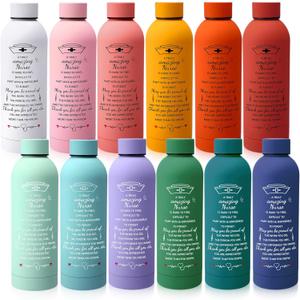 Zhehao 12 Pcs Nurse Week Appreciation Gifts Bulk 17 oz Insulated Stainless Steel Tumblers Cup with Leakproof Lid Thank You Gifts for CNA RN Nursing Students Graduation Medical Assistant (12 Color)