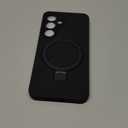 Compatible with Samsung Galaxy S24 Case with Stand, Full Camera Protection Liquid Silicone Case, MagSafe Compatible Magnetic Kickstand, Black