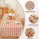 Alsoo Checkered Tablecloth Rectangle Gingham Table Cloth Washable Cotton Linen Fall Thanksgiving Buffalo Plaid Table Cover for Picnic Kitchen Dining Room, Orange and White, 60 * 75 inch