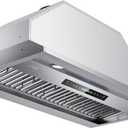 IKTCH 42 inch Built-in/Insert Range Hood 900 CFM, Ducted/Ductless Convertible Duct, Stainless Steel Kitchen Vent Hood with 2 Pcs Adjustable Lights and 3 Pcs Baffle Filters with Handlebar