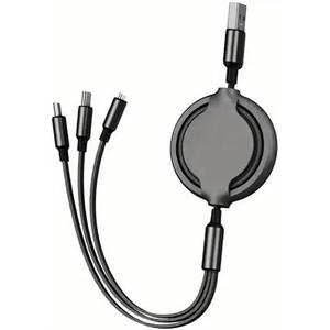 GLOGO 3 in 1 Retractable Charging Cable [3A,3FT] Multi USB Cable Fast Charger Cord for Phone, Samsung, iPad, Tablets, Switch and More (Black)