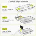 Expandable Stainless Steel Dish Drying Rack Over The Sink For Small Kitchen, Counter Space Saving Compact Metal Plate Drainer Strainer, Adjustable Hanging Inside Sink Rust Proof Wire Dryer Holder