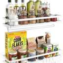 Spice Rack Organizer Wall Mount - 15.7in 2Pack [Upgraded Version] Hanging Seasoning Organizer Shelf with Paper Towel Holder, Storage for Cabinet or Wall Mounted with 4 Strong Hooks (Rice white)