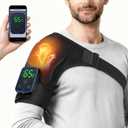 Shoulder Heating Pad, Cordless Electric Heating Pad for Shoulders, App and Touch Control with 3 Vibration Mode, 7 Heat Adjustable, 3 Timer, Portable Heated Wrap for Women Men Shoulder Pain Relief (Upgraded Black)