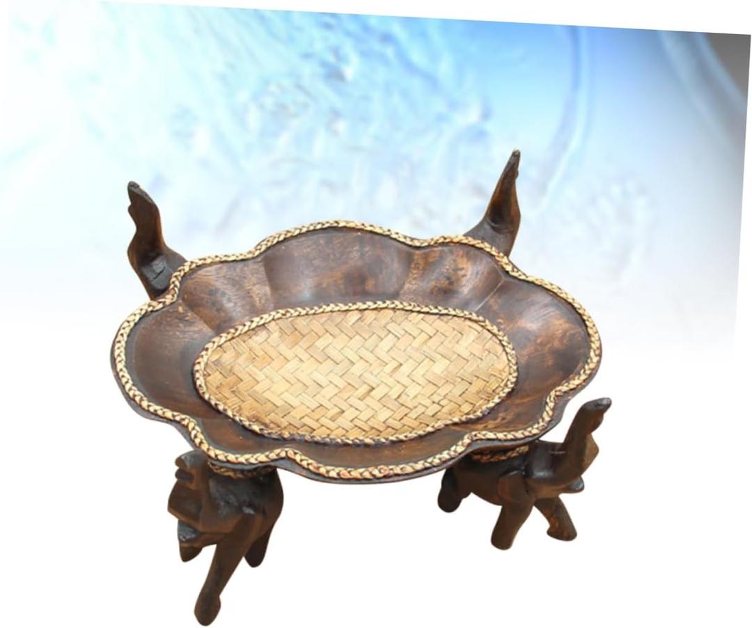 FUNOMOCYA Elegant Dessert Plate Elephant Stand Wooden Candy Plate for Fruit Snack