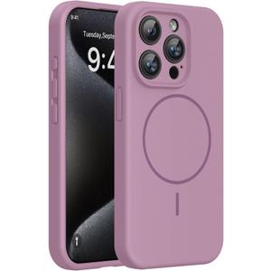 Miracase Magnetic for iPhone 15 Pro Case, [Soft Anti-Scratch Microfiber Lining], Compatible with MagSafe, Liquid Silicone Shockproof Drop Protection Phone Case for 15 Pro, Blackcurrant