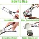 2 x Jar Opener, Adjustable Jar Lid Opener Multifunctional Can Opener Stainless Steel Can Opener Manual Glass Jar Opener Bottle Opener Easy Jar Opener for Seniors Kitchen Gadgets