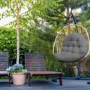 Patio Egg Chair Cushion Replacement, Button Tufted Thick Outdoor Swing Chair Cushion with High Elasticity PP Cotton and Skin-Friendly Fabric, Hammock Cushion for Porch Furniture (Only Cushion)