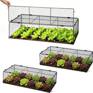 3 Pack Plant Protectors from Animals, Garden Cloches for Plants, Rustproof Chicken Wire Cloche Plant Cages to Keep Animals Out, Sturdy Metal Garden Cages for Outdoor Plants, 40" L 20.5" W 10" H