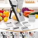 Upgrade Mandoline Slicer Safe Vegetable Chopper-Julienne Dicer for Kitchen, Potato Slicer, Adjustable Vegetable Cutter with Container, Multifunctional 6 in 1 Food Chopper (Black)