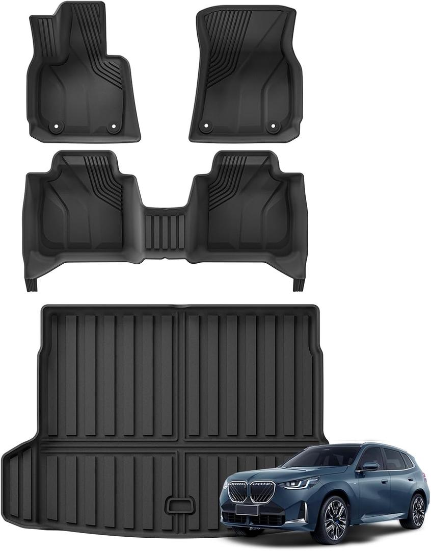 SMABEE Floor Mats & Cargo Liner for BMW X3 2025 2026, TPE All Weather Floor Liners Trunk Mat Accessories Interior Black