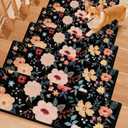 RORA Bullnose Stair Treads for Wooden Steps,Non-Slip Peel and Stick Stair treads Stair Carpet for Indoor Runner and Pets,Floral Stair Rugs,Soft Washable Staircase 14pcs 29.5 ''x9.5 ''x1.5 ''