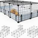 BUCATSTATE 20 Panels Guinea Pigs Cages, Small Animal Playpen with Waterproof Mat, 47" L*24" W*12" H Metal Hedgehog Enclosure with Door, C&C Cage for Bunny Rabbit Chinchillas