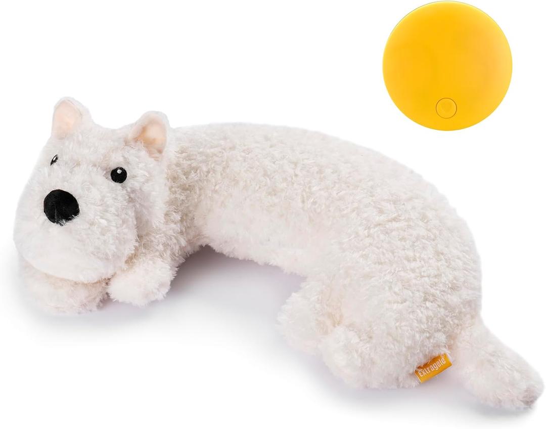 Heartbeat Toy for Dog Anxiety Relief and Calming Aid, Stuffed Animal for Puppy Sleep Aid Crate Training, Comfort Toy for Puppy Essential, White