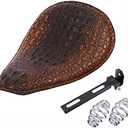 HANSWD 12" Heavy Duty Brown Gator Emboss Leather Driver Solo Seat with Chrome Barrel Spring For Sportster Bobber Chopper