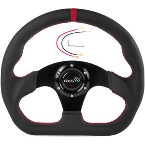 RASTP Racing Steering Wheel,12.6/320mm Genuine Leather 6 Bolts Steering Wheel with Horn Button, Style C