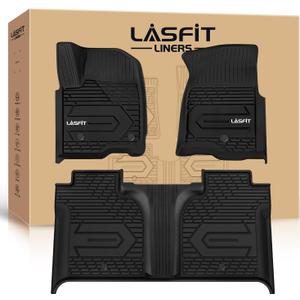 LASFIT Floor Mats 2019-2026 for Chevy Silverado/GMC Sierra 1500, 2020-2026 2500 HD/3500 HD, Crew Cab Only(Fit with Rear Under-Seat Storage, But Not Fit 2nd Row Plastic Storage) All Weather TPE Mats