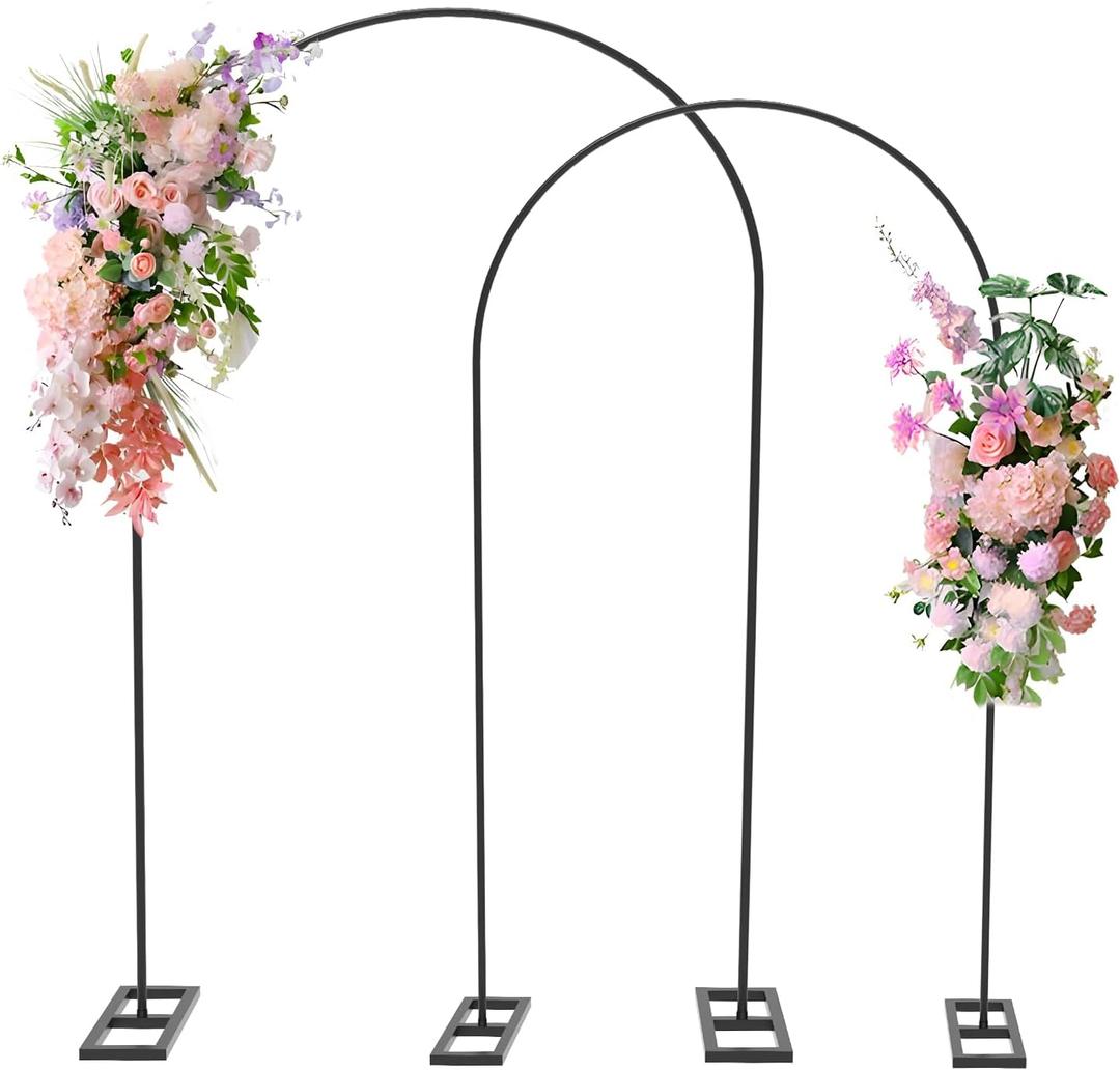 Queension 7.2FT & 6.6FT Arch Backdrop Stand, Metal Wedding Arch Stand for Ceremony, Backdrop Stand Arch Frame with Base for Birthday Party Baby Shower Balloon Arch Decorations, Black