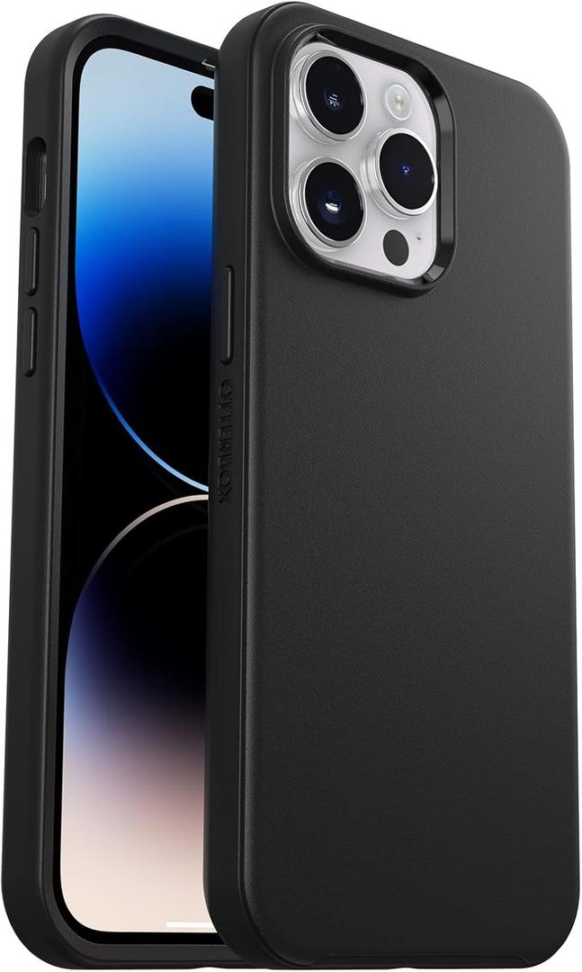 OtterBox iPhone 14 Pro Max (ONLY) Symmetry Series+ Case - Black, Ultra-Sleek, Snaps to MagSafe, Raised Edges Protect Camera & Screen