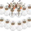 Bokon 5.7" Plastic Small Vases for Centerpieces, Plastic Bud Vase Bulk, Hyacinth Avocado Growing Vases, Tiny Flower Bulb Plant Propagation Containers for Wedding Living Room Table Decorations(12 Pcs)