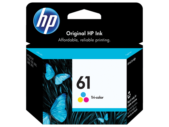 HP 61 Tri-color Original Ink Cartridge, CH562WN#140