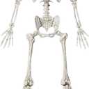 JOYIN 6.9 FT Halloween Skeleton Posable Plastic Full Body Realistic Human Bones with Movable Joints for Indoor Outdoor Halloween Props Spooky Scene Party DecorationsWhite, No Screwdriver