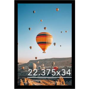 JCJMY 22.375x34 Picture Frame Black for Poster Puzzle Photo Picture, Horizontal and Vertical Formats for Wall Hanging, 22.375 x 34 Wall Gallery Poster Photo Frame for 22.375 by 34 Photos Posters,Black