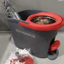 SONGMICS Spin Mop and Bucket Set with Pedal Wringer, Floor Cleaning Mop, Adjustable Telescopic Handle, Max. 59.1-Inch Length, 360 Rotating Head, 2 Microfiber Pads, Gray and Red ULMB002GT02
