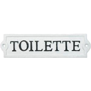 Sungmor Heavy Duty Cast Iron Door Toilet Sign - White Plaque Bathroom Wall Decor - Decorative Restroom Sign for Home, Office, Store or Restaurant - 1PC PACK & 8.3x2.2Inch.