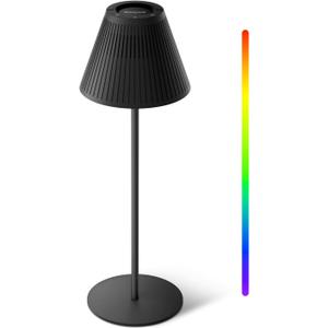 Honeywell M1 Cordless Small Table Lamp Rechargeable, 5200mAh Battery Operated LED Table Lamp, 4 Color 9RGB Stepless Dimmable Touch Control Night Light for Bedroom Restaurant Bedside (1, Black)