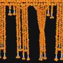 5 PC - 5 feet Orange Marigold Garland |Indian/American Wedding Party Mantle Decoration, Faux Garlands Wedding Garland, Diwali Decoration, Spring Bush Floral!