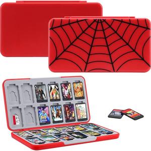 Jusy Game Card Case for Nintendo Switch, with 24 Game Card Slots and 24 Micro SD Card Slots, Spider Portable Protective Storage Case (Cobweb)