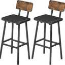 HOOBRO Black Bar Stools, Set of 2 PU Upholstered Tall Bar Stools, Kitchen Breakfast Stools with Footrests, Bar Chairs, for Kitchen, Dining Room, Bar, Cafe, Rustic Brown and Black BF84BY01G2