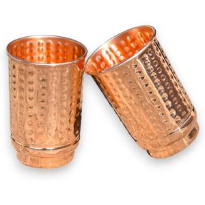 Pure Copper Tumblers Set of 2  12 oz Hammered Moscow Mule Mugs for Daily Hydration & Cocktail Parties | Handcrafted Copper Cups for Beverages | Ideal Gift Set