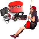Ninja Slider Zip Lines for Kids and Adults Outdoor - 65 Ft Slackline Zipline Kits for Backyard - Obstacle Course - Zipline for Backyard - Ninja Warrior Accessory - Outdoor Toy - Fofana